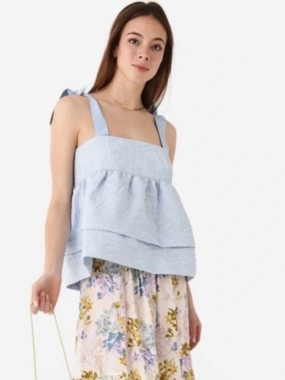 Hunter Bell Pruett Top — Sky Blue Jacquard